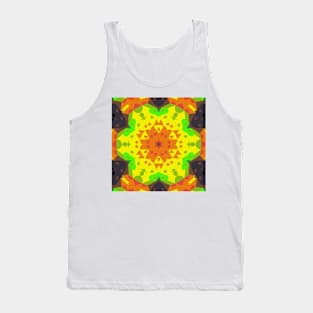 Retro Mandala Flower Orange Yellow and Green Tank Top